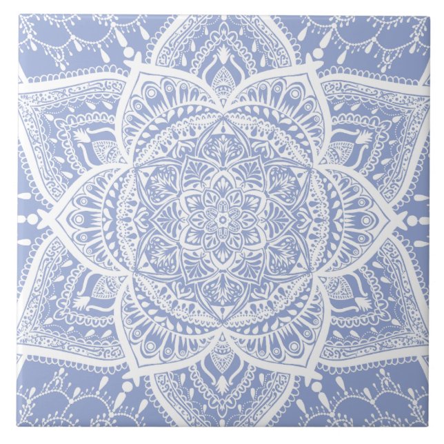 Blue and White Mandala - Loergann in Blueberry Tile (Front)