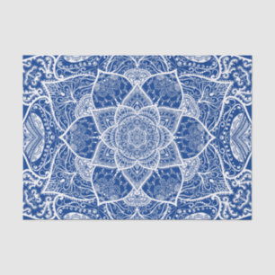 Blue and White Mandala - Loergann in Pacific Tissue Paper