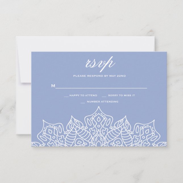 Blue and White Mandala RSVP Cards (Front)