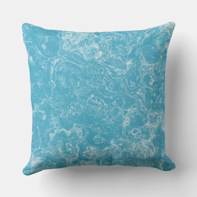  blue and white Marble abstract Throw Pillow (Back)