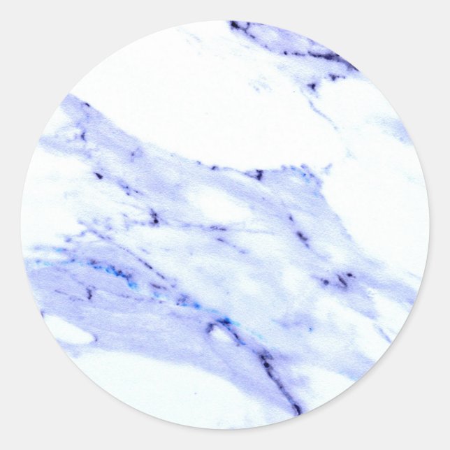 Blue and White Marble Classic Round Sticker (Front)