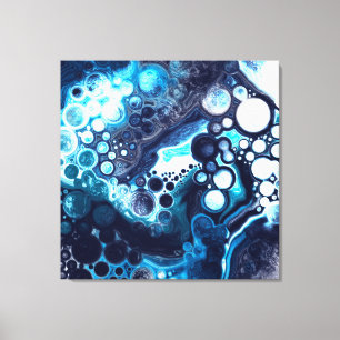 Blue and White Marble Fluid Art Canvas Print