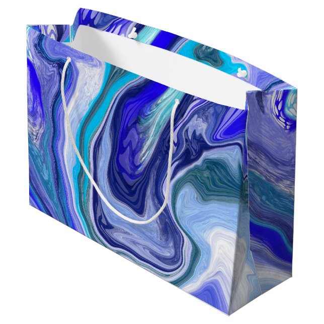 Blue and White Marble  Large Gift Bag (Back Angled)