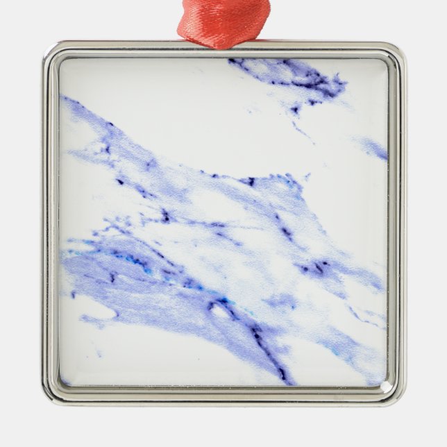 Blue and White Marble Metal Ornament (Front)