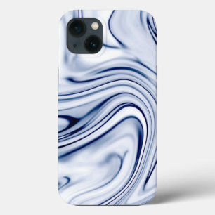 Blue and White Marble Swirl Effect iPhone 13 Case