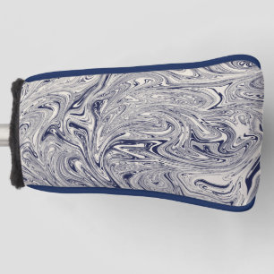 Blue and White Marble Swirl Golf Head Cover