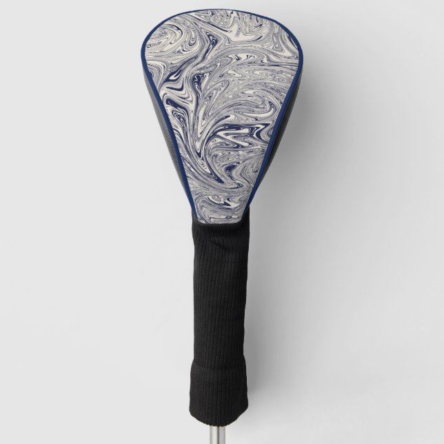 Blue and White Marble Swirl Golf Head Cover (Front)