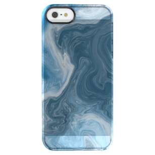 Blue and White Marble Water like Fluid Art  Clear iPhone SE/5/5s Case