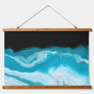 Blue and  White Marble Waves   Hanging Tapestry