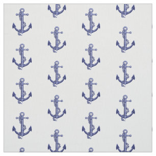 Blue and white marine anchor fabric
