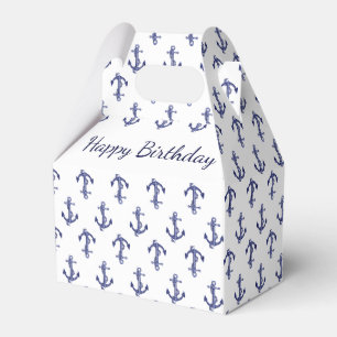 Blue and white marine anchor favor box