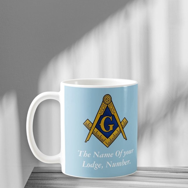 Blue and White Masonic Freemason Compass Coffee Mug (Creator Uploaded)