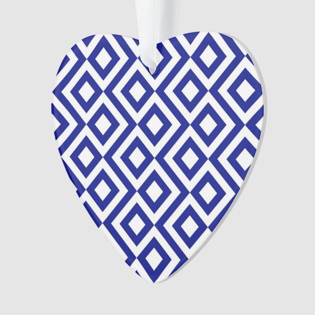 Blue and White Meander Ornament (Front)