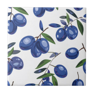 Blue and white Mediterranean Olives Tile