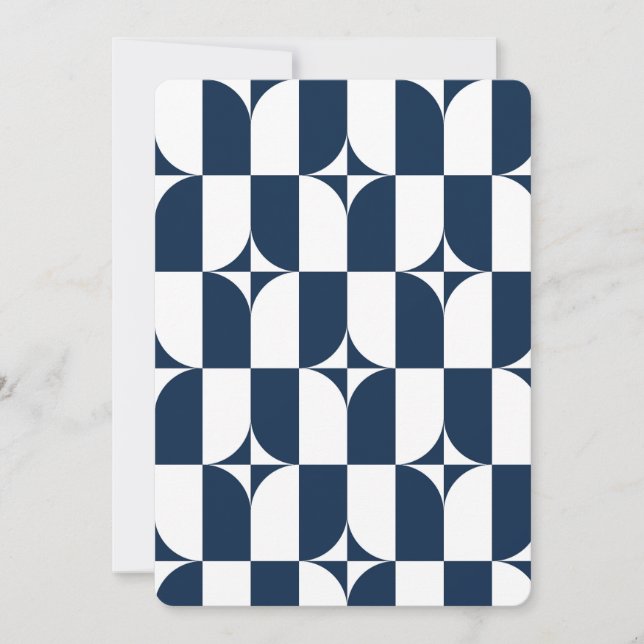 Blue and white mid-century modern invitation (Front)