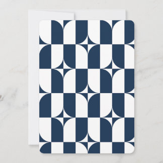 Blue and white mid-century modern invitation