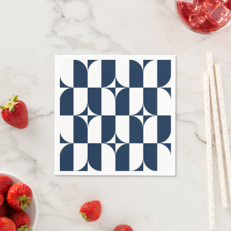 Blue and white mid-century modern napkin
