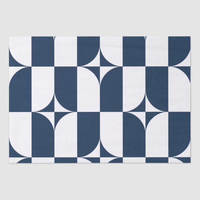 Blue and white mid-century modern tissue paper (Front)