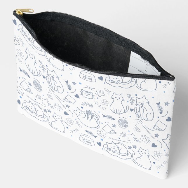 Blue and White Minimal Artisan Hobbies Accessory Pouch (Open)