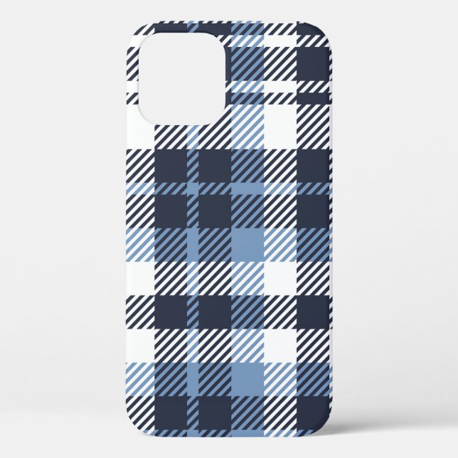 Blue and White modern tartan plaid Scottish seamle Case-Mate iPhone Case (Back)