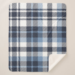 Blue and White modern tartan plaid Scottish seamle Sherpa Blanket