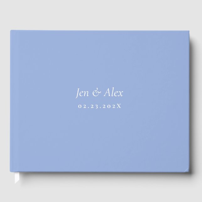 Blue and White Modern Wedding Guest Book (Front)