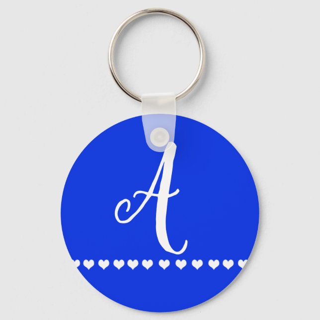 Blue and White Monogram Initial Keychain (Front)