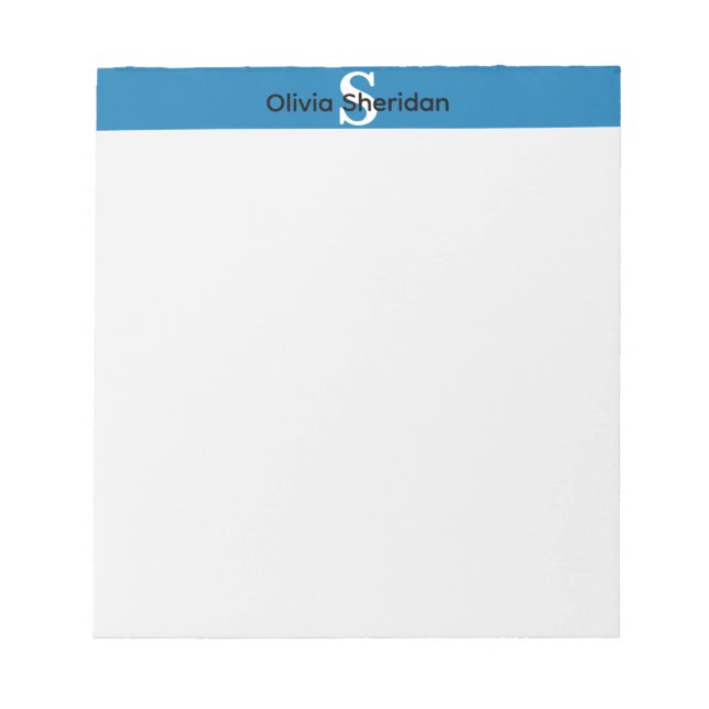Blue and White Monogram Notepad (Front)