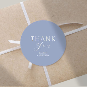 Blue and White Monogram Thank You Wedding Classic Round Sticker