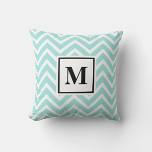 Blue and White Monogram Throw Pillow