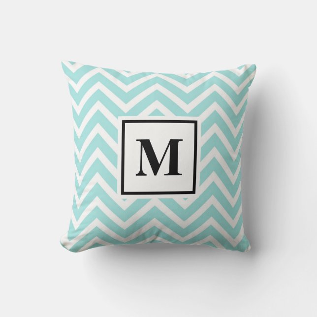 Blue and White Monogram Throw Pillow (Front)