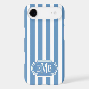 Blue and White Monogrammed Stripes