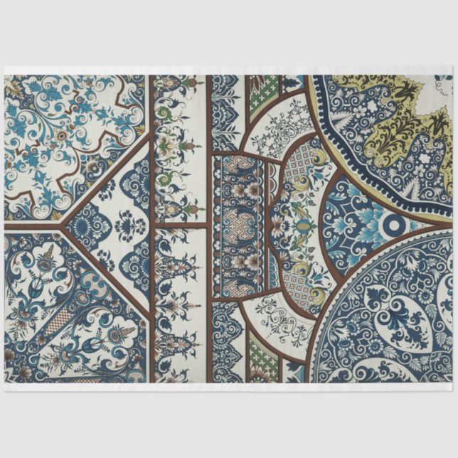 Blue and white Moroccan inspired decoupage paper (Front)