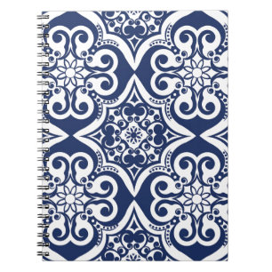 Blue and White Moroccan Pattern Notebook
