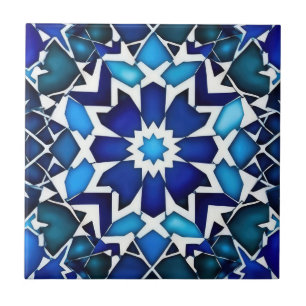Blue and White Moroccan Pattern Tile