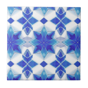 Blue and White Moroccan Pattern Tile