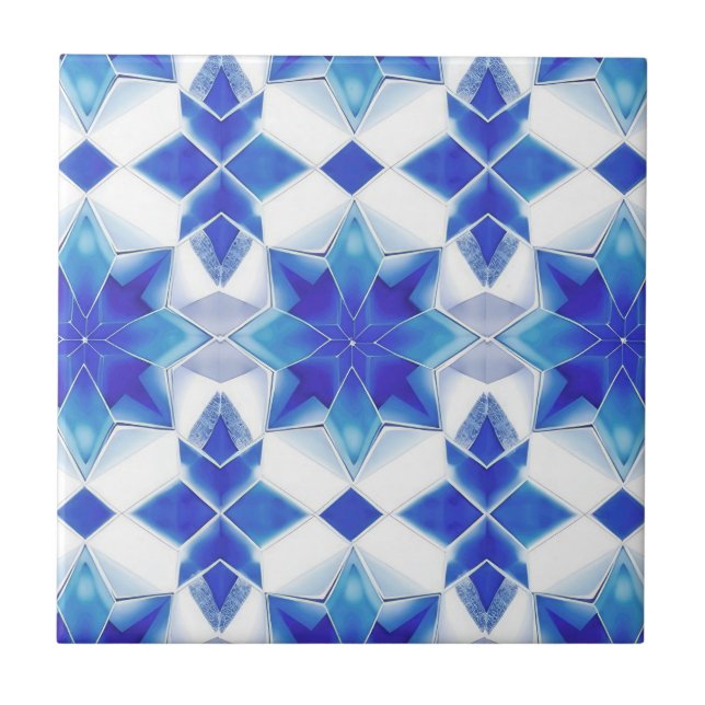 Blue and White Moroccan Pattern Tile (Front)