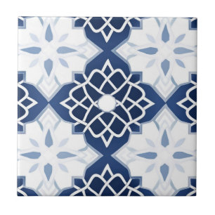 Blue and White Moroccan Pattern Tile