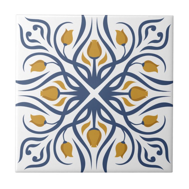 Blue and White Moroccan Pattern Tile (Front)