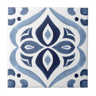 Blue and White Moroccan Pattern Tile