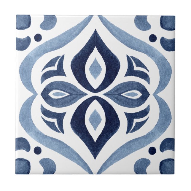 Blue and White Moroccan Pattern Tile (Front)