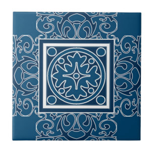 Blue and White Moroccan Patterned Tile