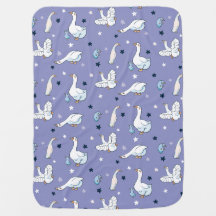 Blue and White Mother Goose and Baby Goose Pattern