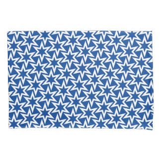 Blue And White Motif | Geometric Star Pattern Pillowcase
