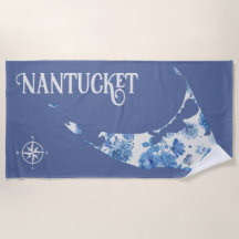 Blue and White Nantucket Beach Towel