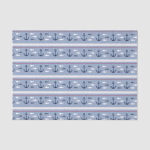 Blue and White Nautical Anchors Tissue Paper