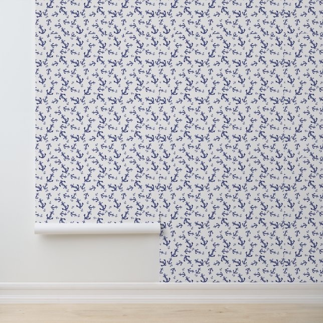 Blue and white nautical anchors  wallpaper (Application)