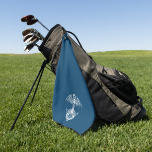 Blue and white nautical boat anchor golf towel
