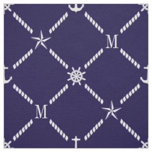 Blue and White Nautical Monogram Fabric