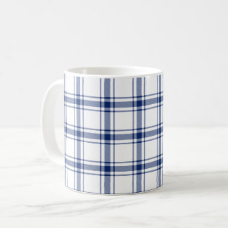 Blue and White Nautical Plaid Coffee Mug
